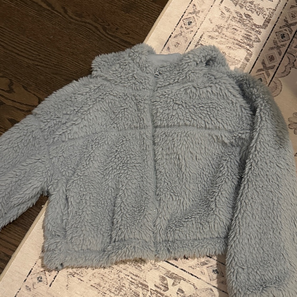 BDG Light Blue Cropped Fuzzy Jacket